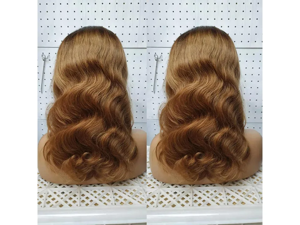 Back view of the ombre body wave wig on a mannequin