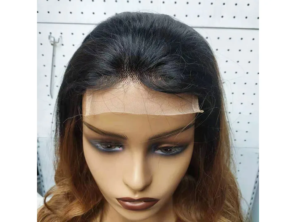 Close-up of the lace front detail on the wig