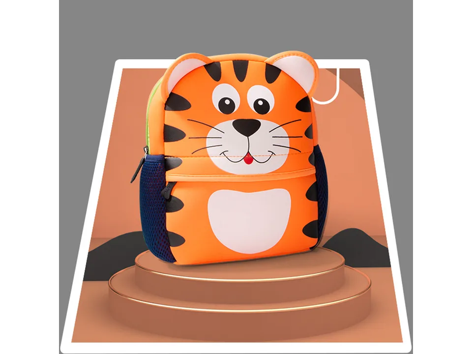 Orange tiger cartoon backpack for kids