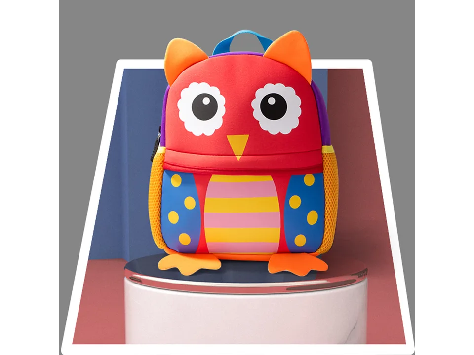 Colorful owl cartoon backpack for kids