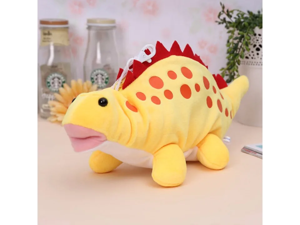 Yellow dinosaur plush pencil case