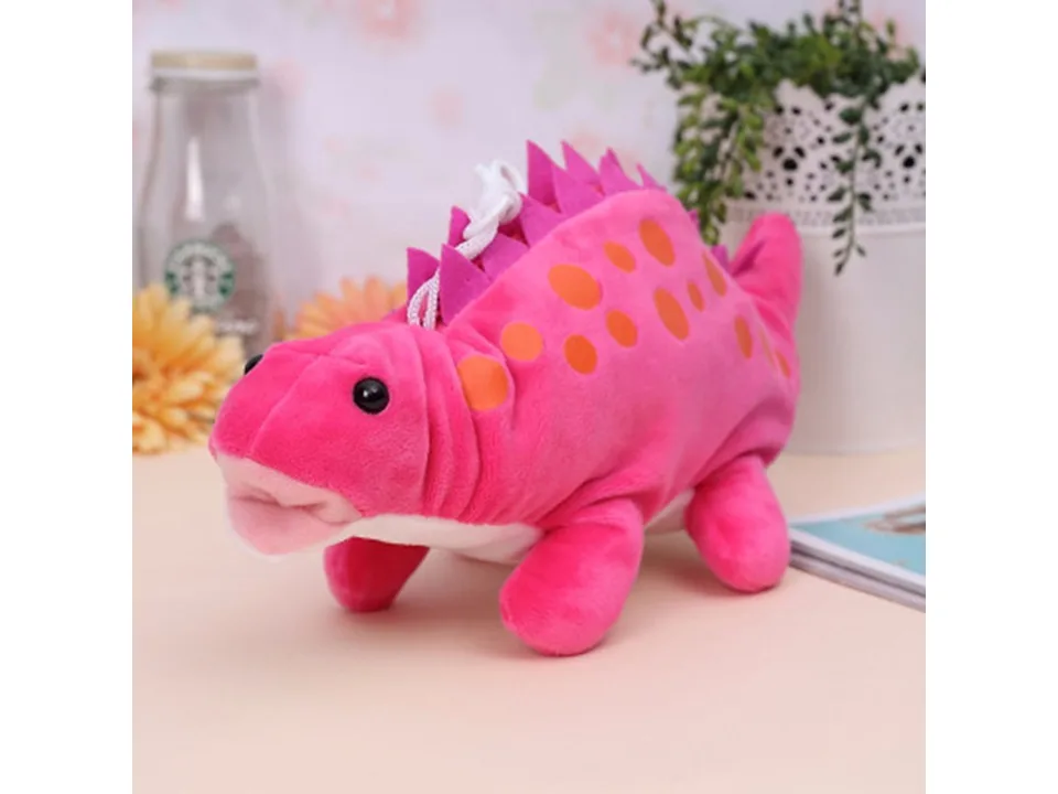 Pink dinosaur plush pencil case