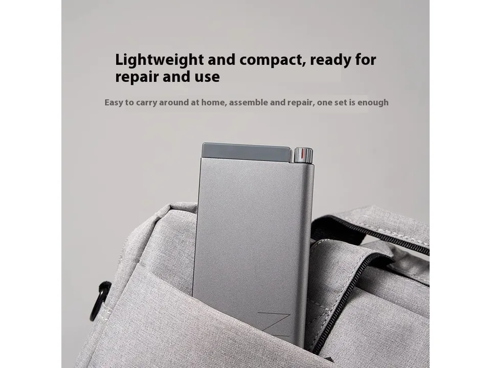 The screwdriver set case tucked into a small bag pocket.