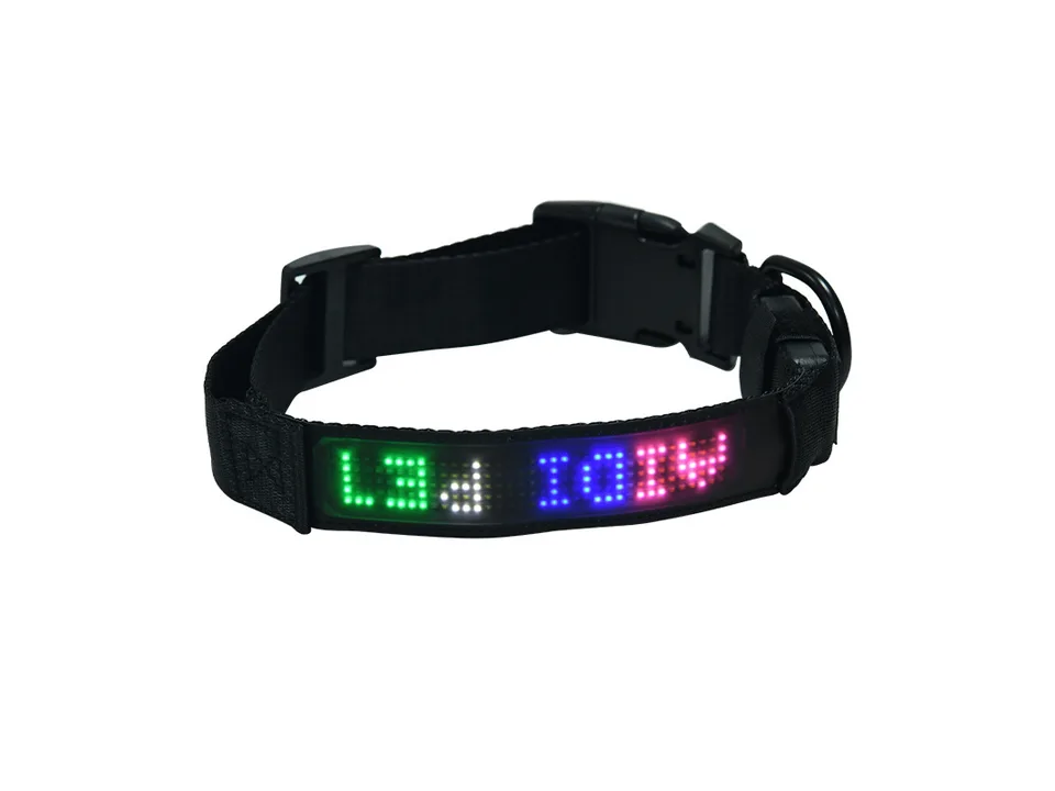 Smart LED dog collar with colorful text display