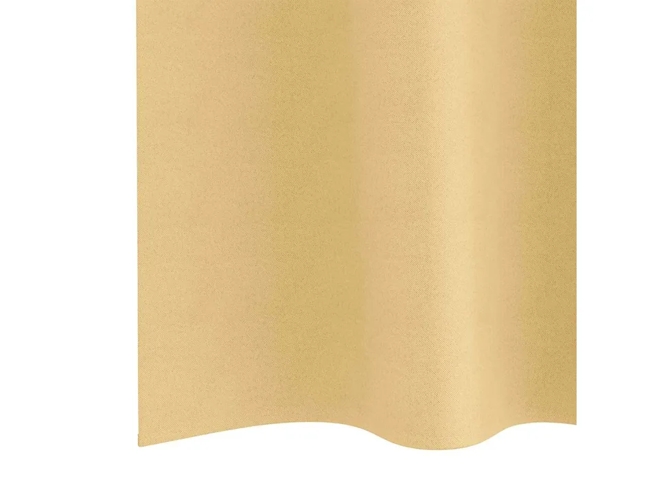 Close-up view of the yellow curtain fabric texture.