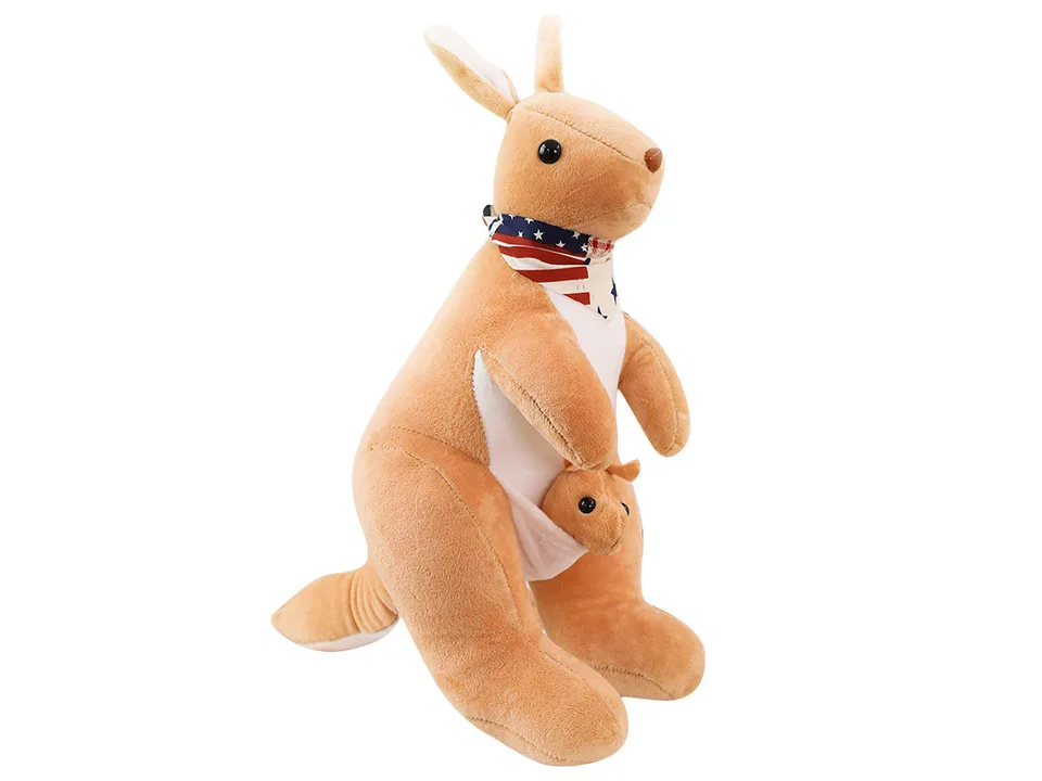 Orange mother and joey kangaroo plush toy