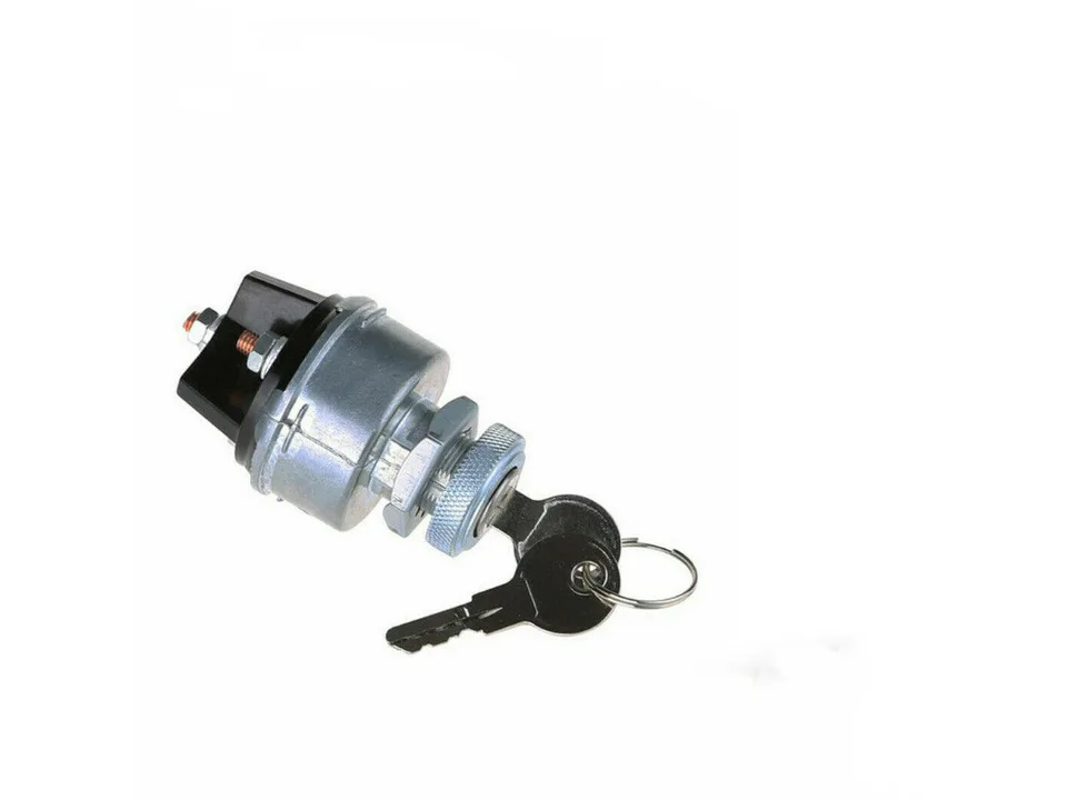 Ignition switch with keys attached, viewed from the side.