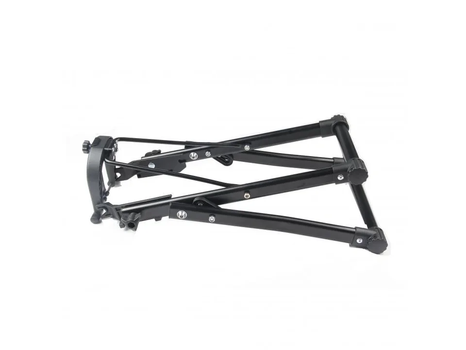 Foldable bicycle repair stand in a fully folded position