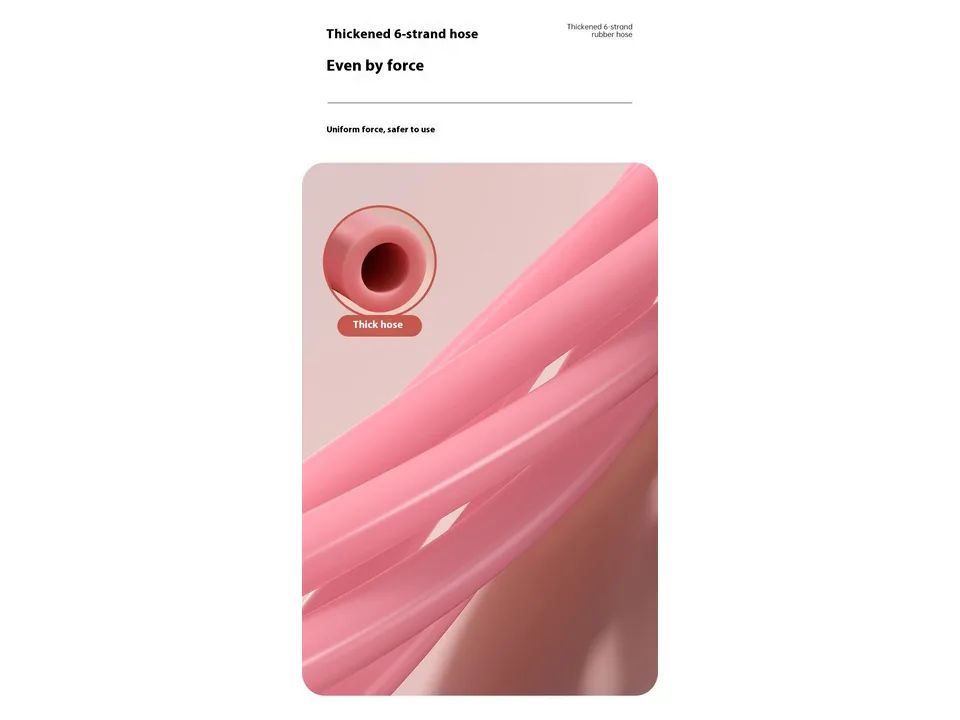 Close-up view of the thick pink rubber resistance hose.