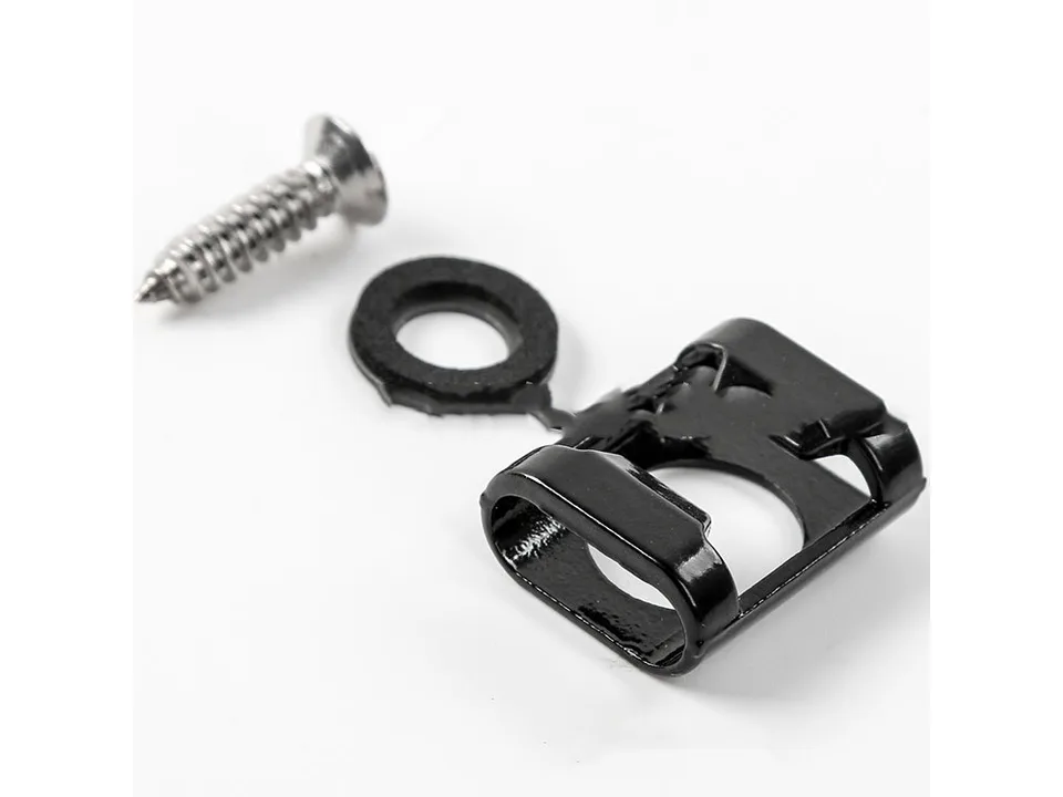 The bottle opener, a washer, and a mounting screw on a white background.
