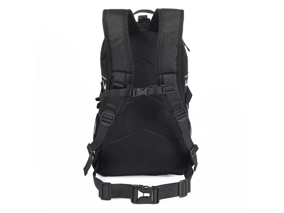 Back view of the motorcycle backpack showing straps and padding