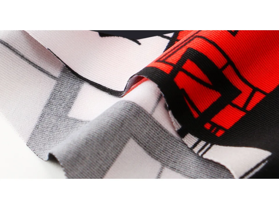 Close-up of the fabric texture and graphic print on the boxer shorts.
