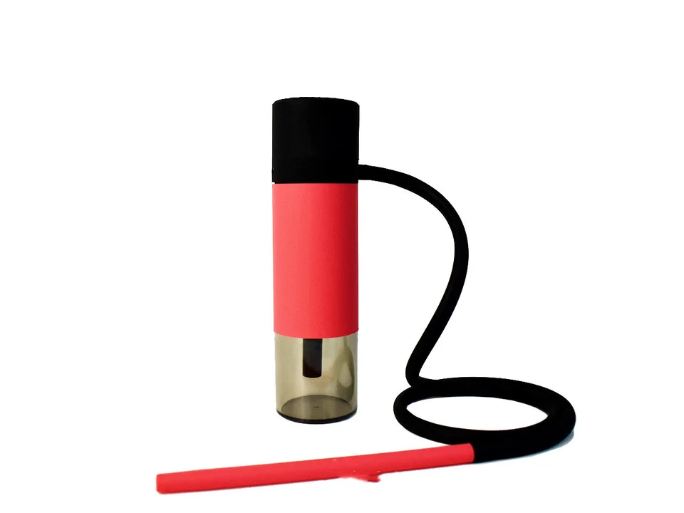 Portable hookah cup in red with hose and mouthpiece
