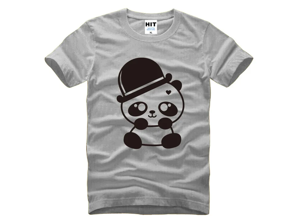 Grey t-shirt with a black panda graphic