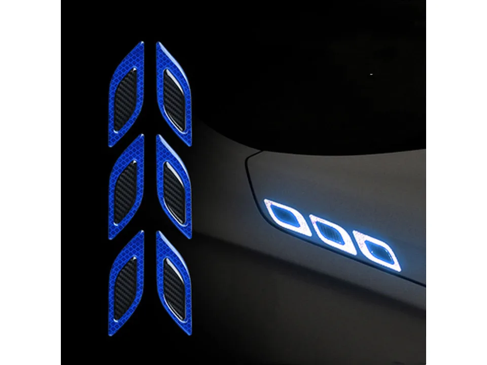 Blue reflective car air vent stickers applied to a vehicle body.