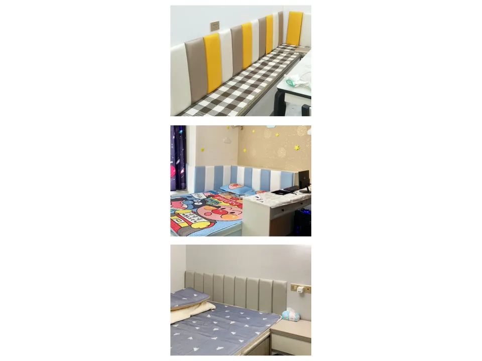 Yellow and blue padded wall panels lining a basketball court.