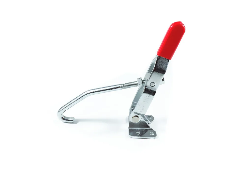 Mechanical pull hook latch clamp in open position