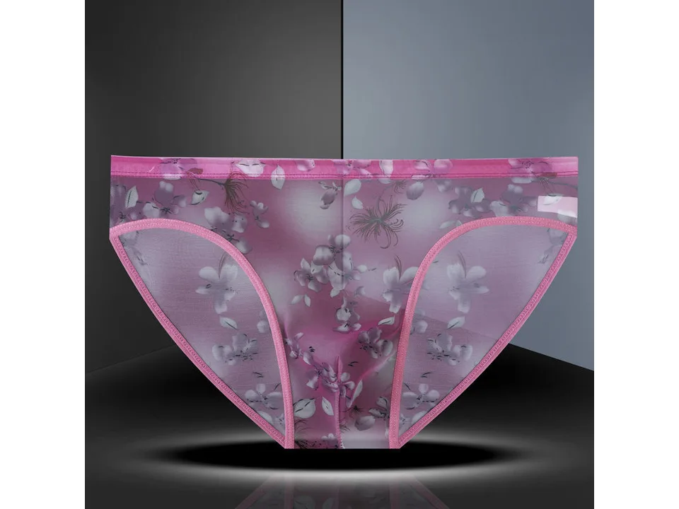 Floral print men's mesh briefs