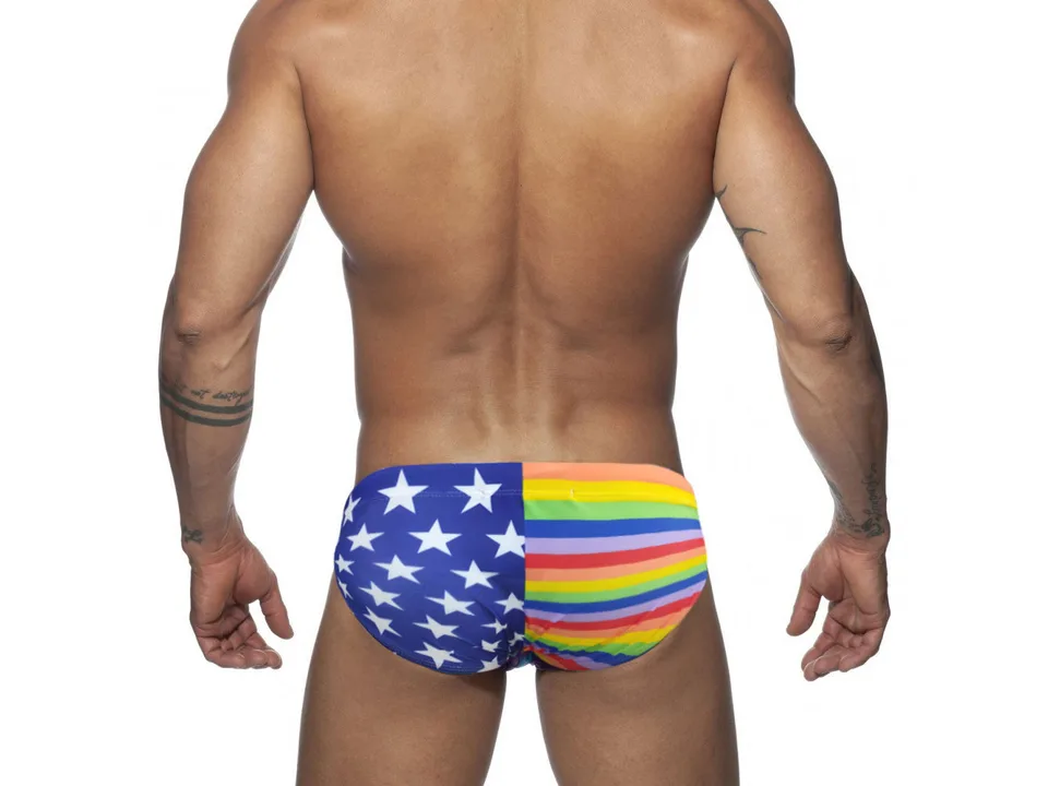 Back view of a man wearing the swim briefs.