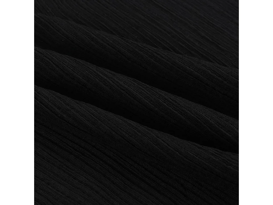 Close-up of the black pleated fabric texture