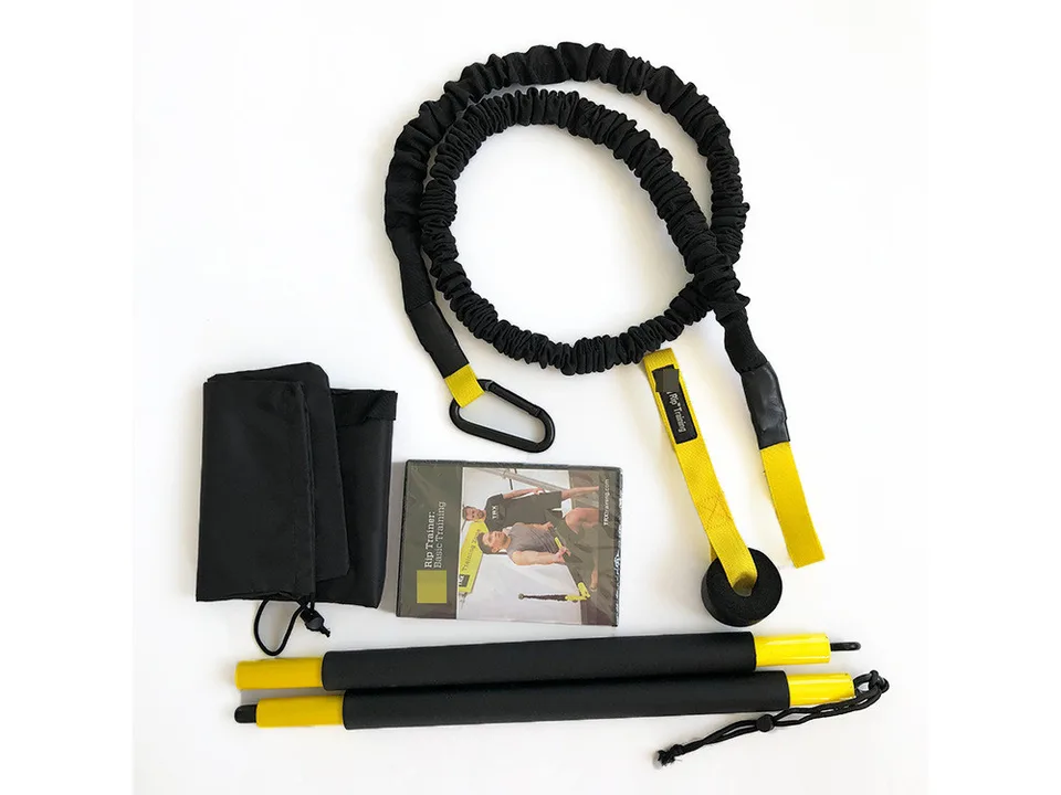 The complete resistance training bar set including the bar, resistance band, and carry bag.