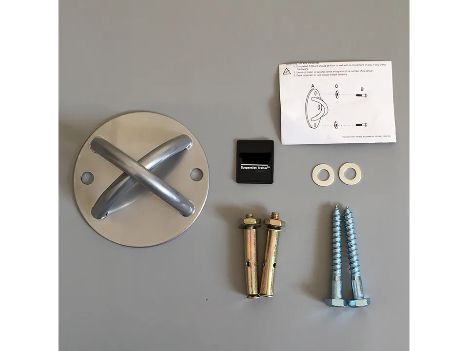 Wall mount hardware, screws, and installation instructions.