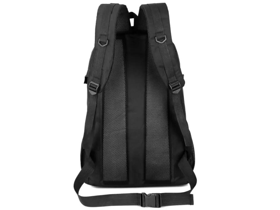 Back view of the backpack showing padded shoulder straps and waist belt.