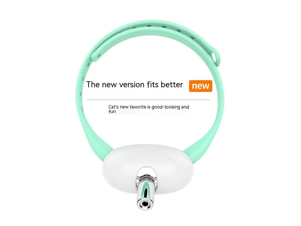 The mint green laser cat collar on a white background.