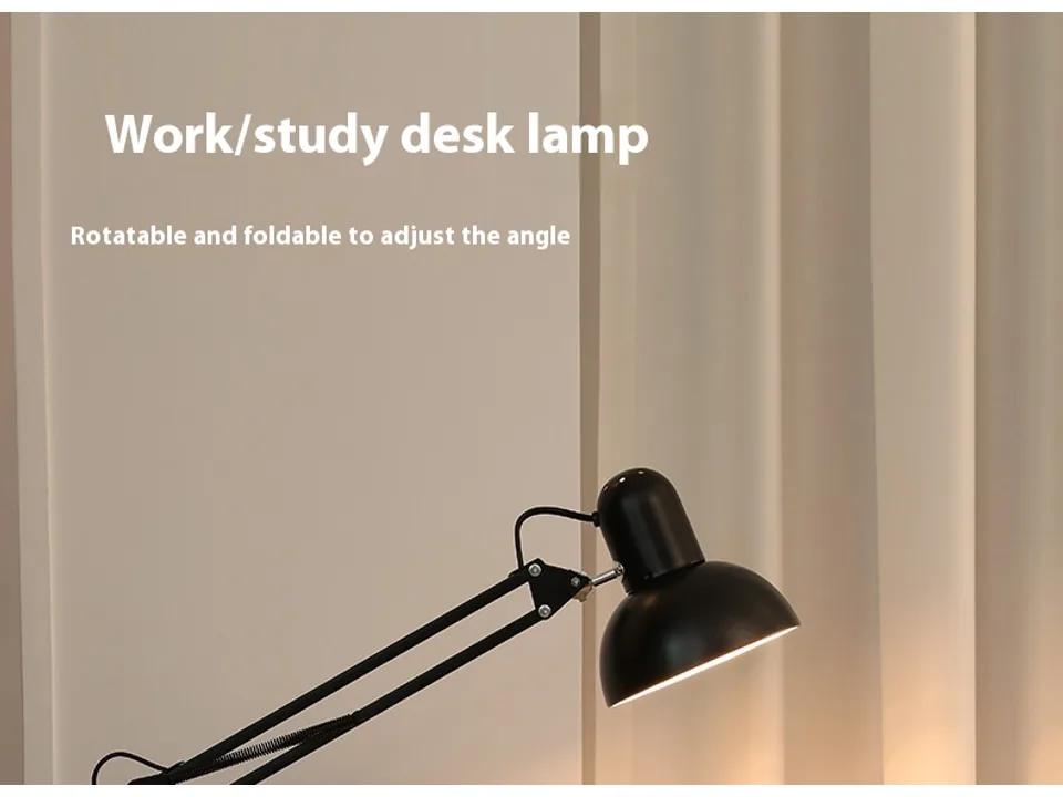 Adjustable black desk lamp positioned for study.