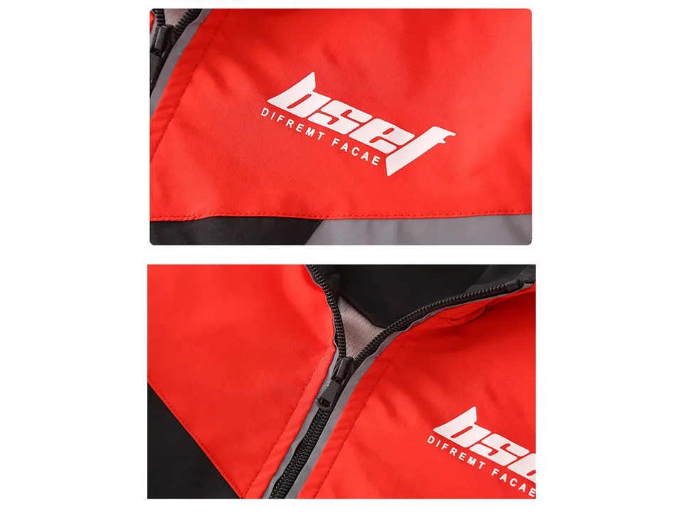 Close-up of the jacket logo and zipper.