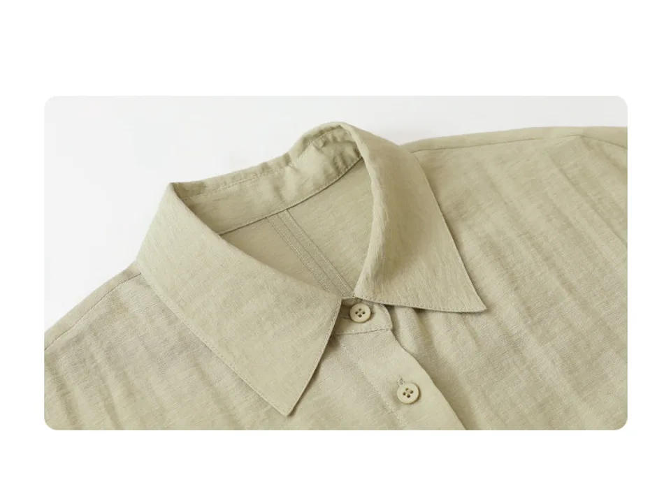Close-up of the shirt collar and front button placket.