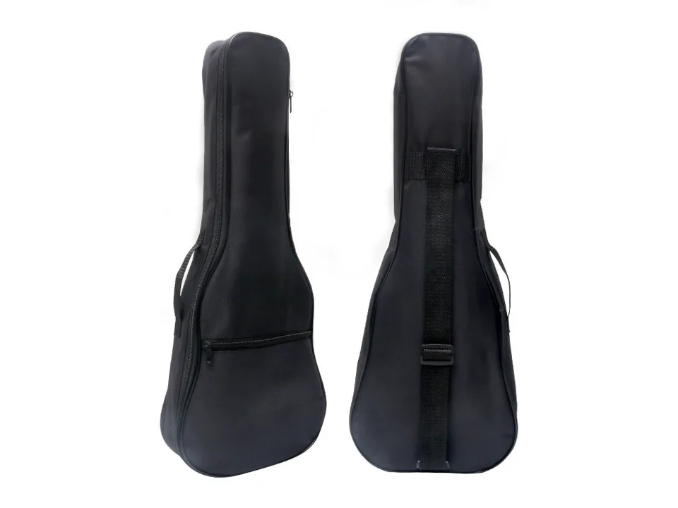 Front and back view of the black ukulele carrying case.