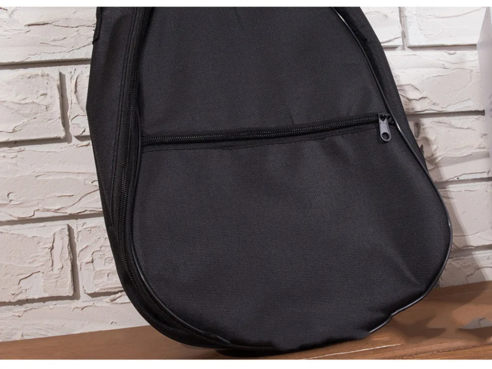 Close-up of the front storage pocket on the ukulele bag.