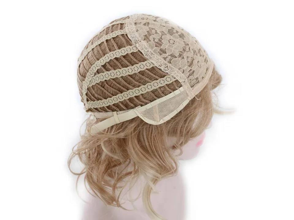 The interior lace cap construction of the wig.