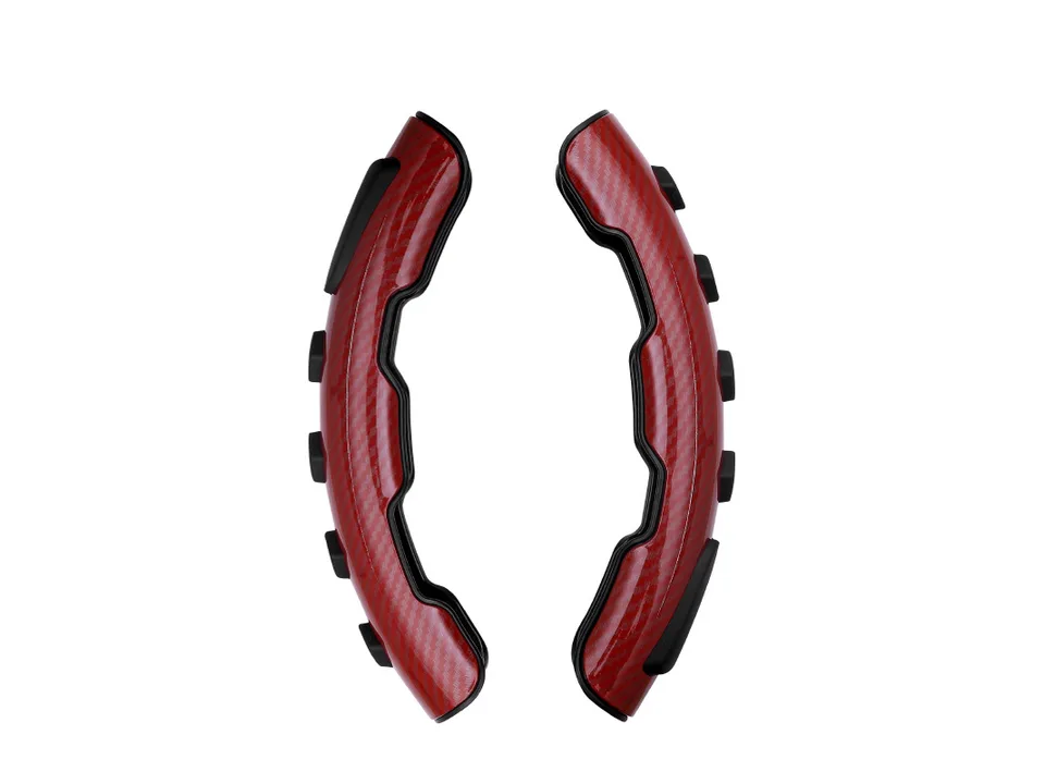 Red carbon fiber style steering wheel booster knob set
