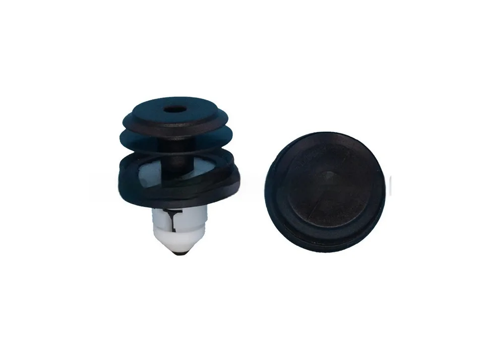 Two car door trim clips shown from side and top angles.