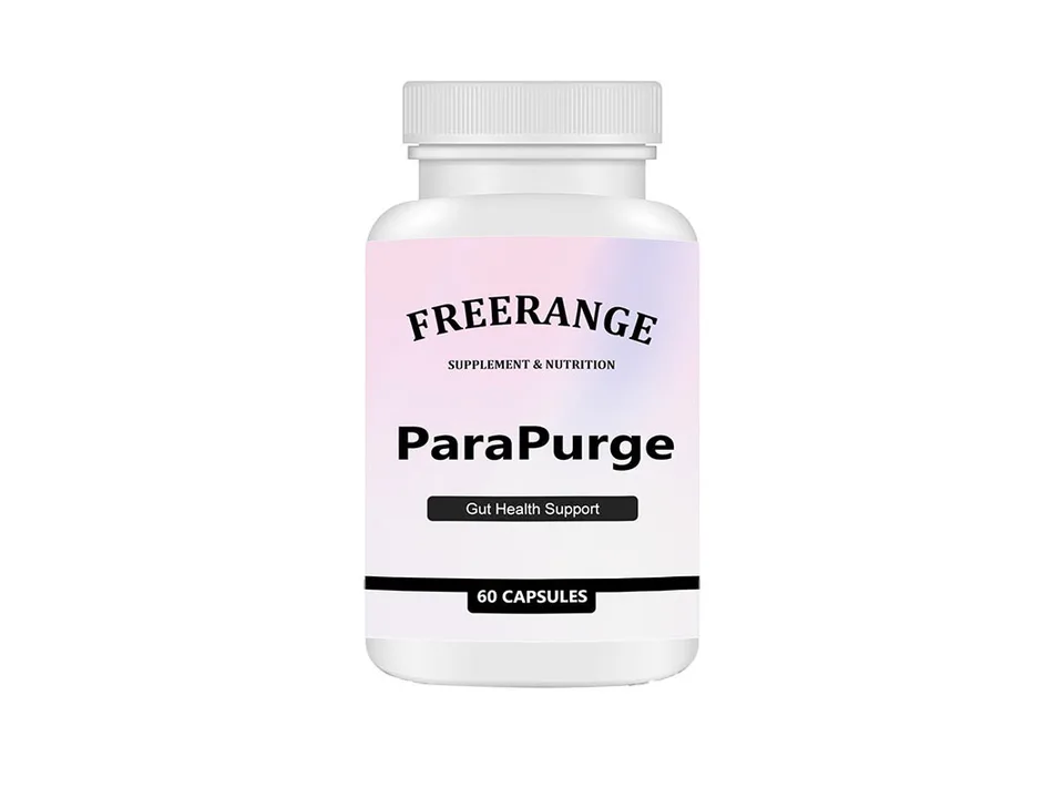 Freerange ParaPurge supplement bottle on a plain white background.