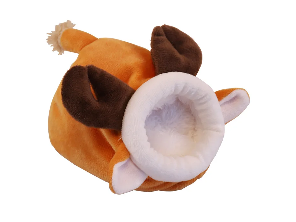 Deer-themed plush small animal bed house