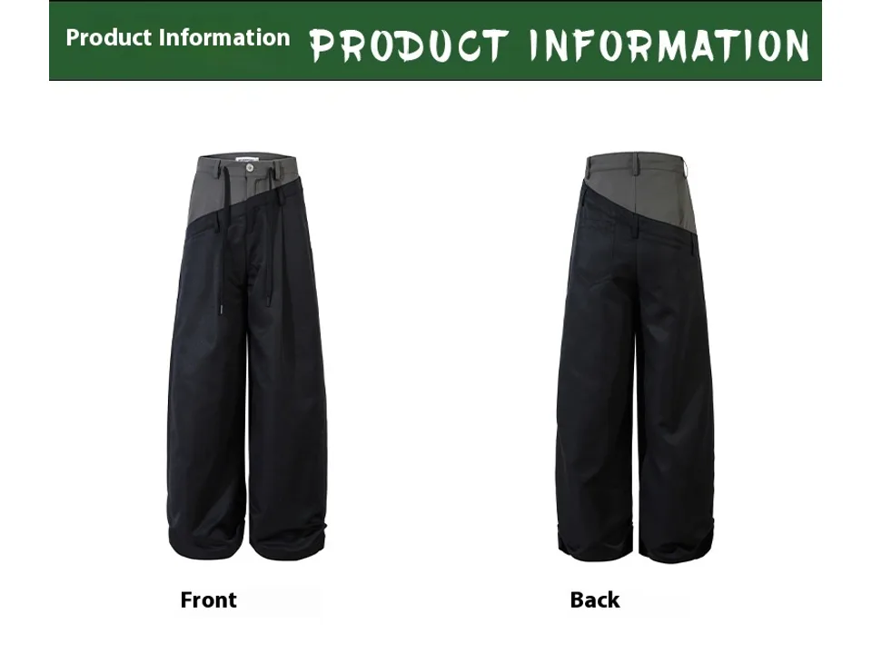 Front and back view of the two-tone wide leg pants.
