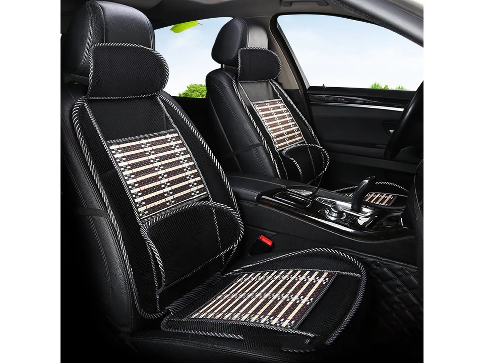 Two car seat cushions installed in the front seats of a vehicle.