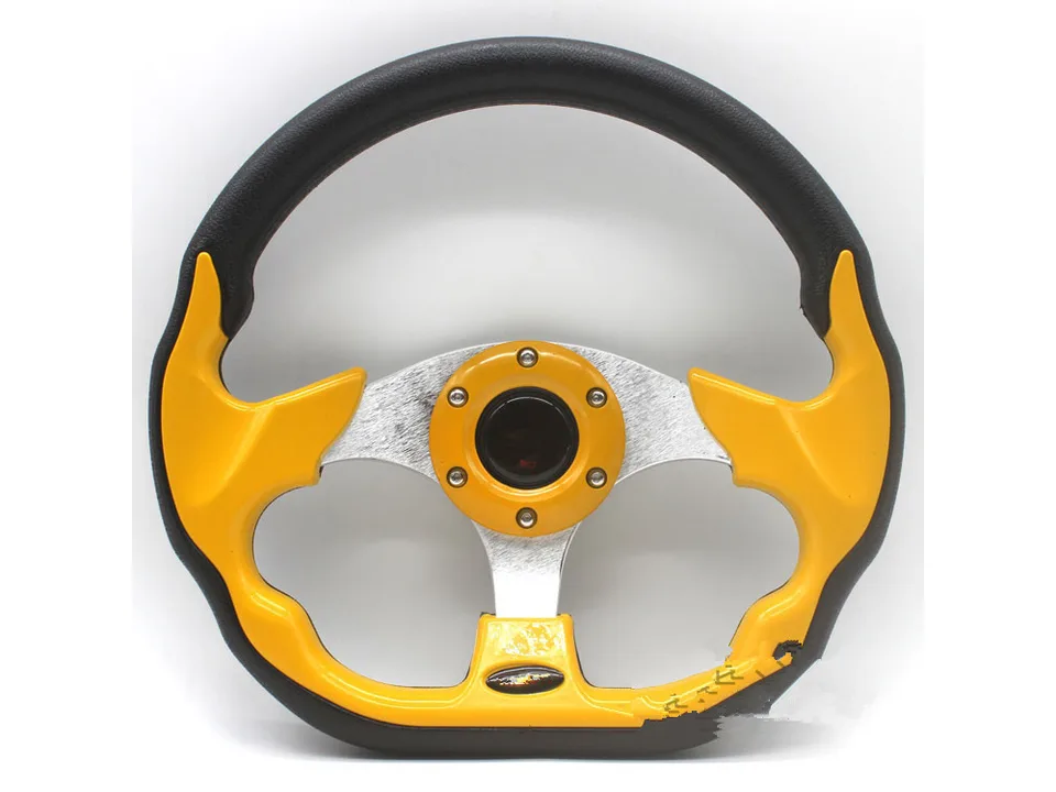 Yellow and black racing steering wheel