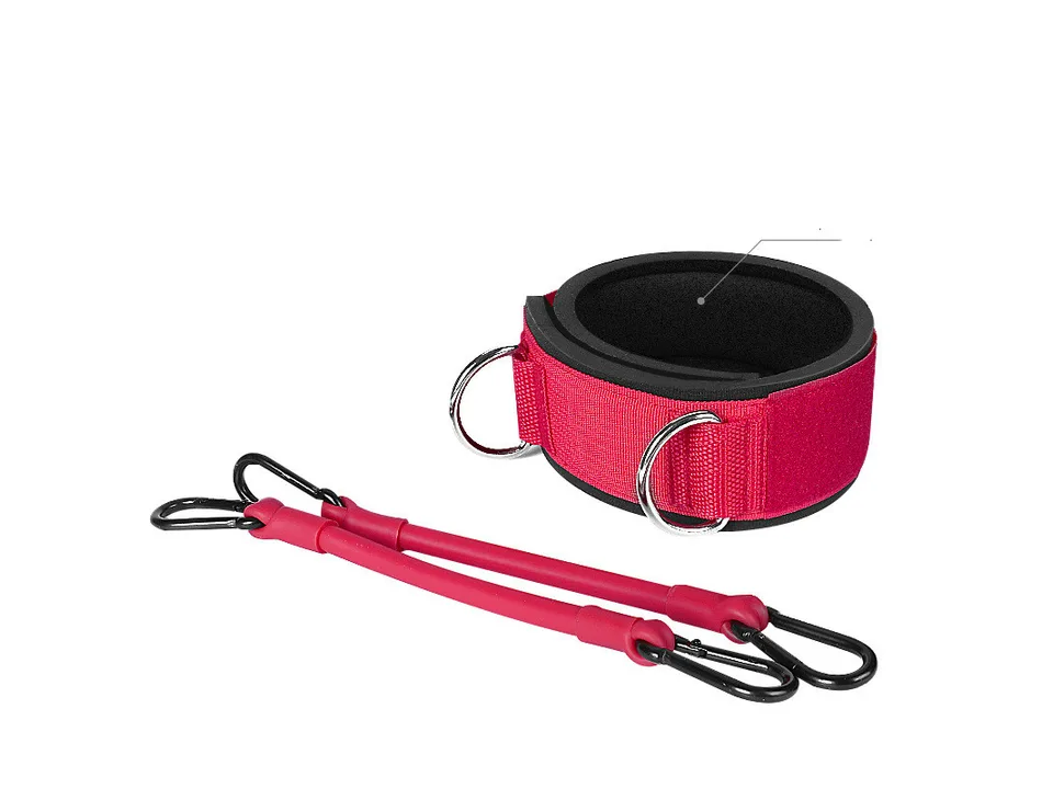 Red ankle strap and resistance band set.