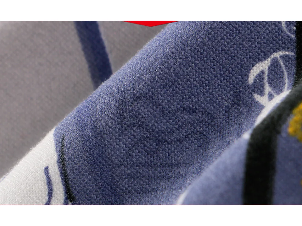 Close-up of the blue patterned fabric of the boxer briefs.