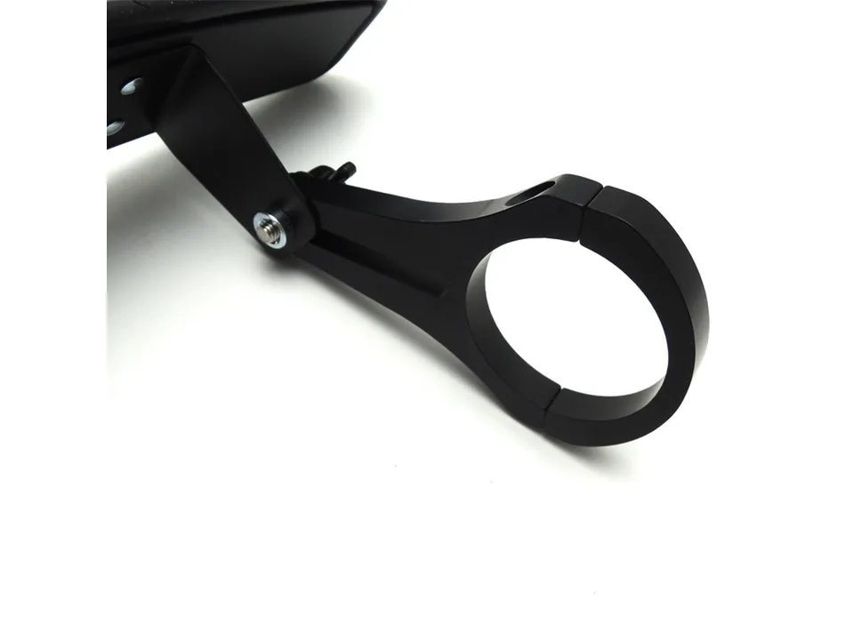 Close-up of the adjustable mounting bracket and hardware for the UTV mirror.