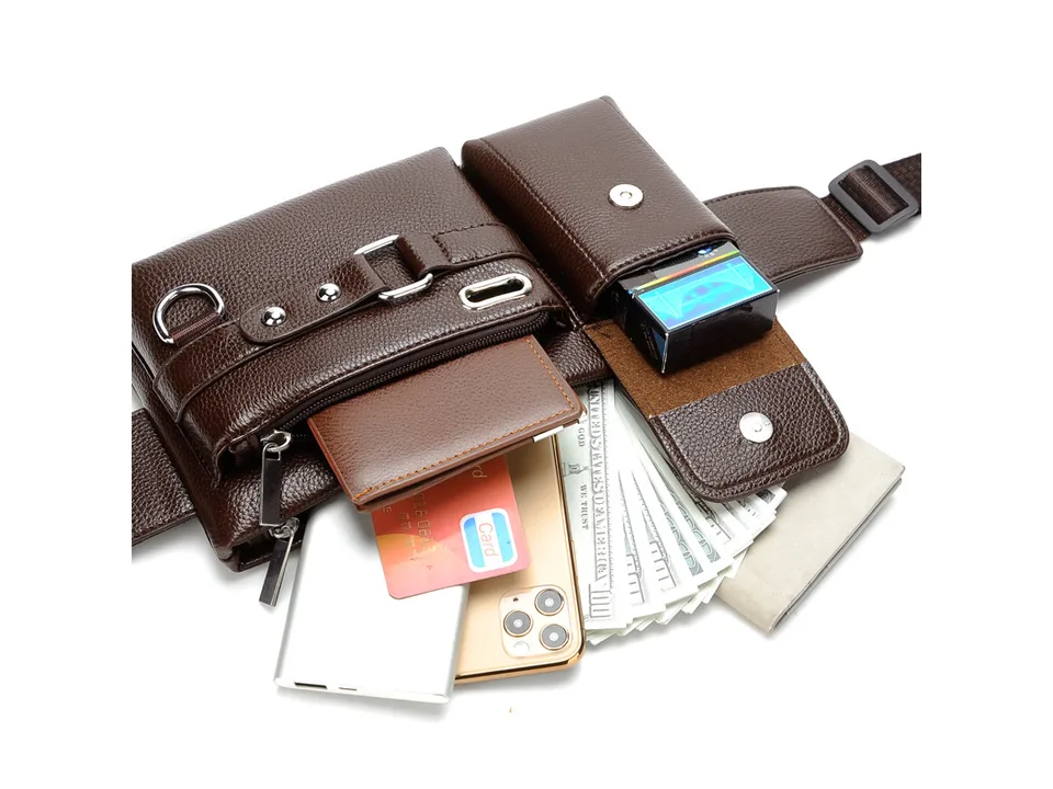Waist bag filled with phone, wallet, cash, and cards
