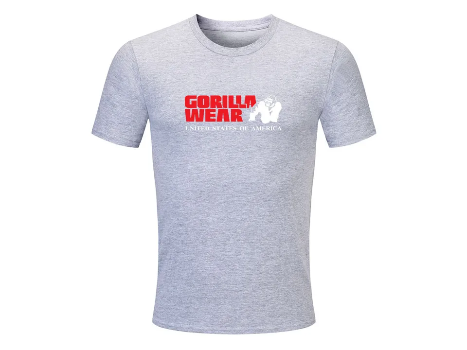 Grey short-sleeve t-shirt with Gorilla Wear logo on the chest.