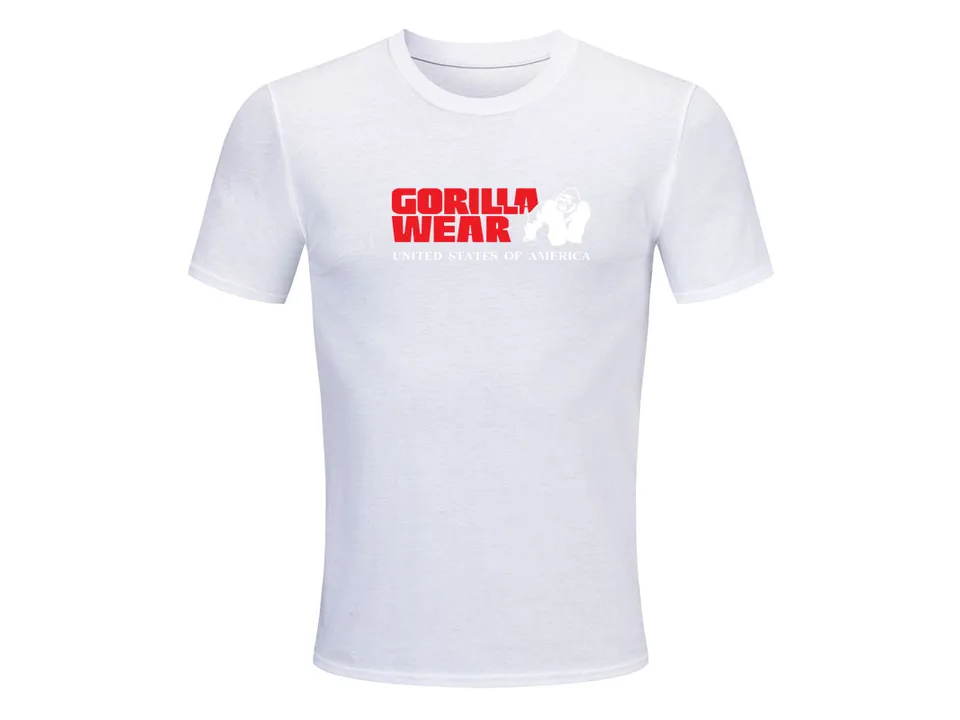White short-sleeve t-shirt with Gorilla Wear logo on the chest.