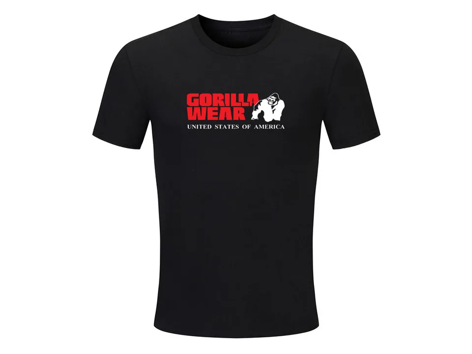 Black short-sleeve t-shirt with Gorilla Wear logo on the chest.