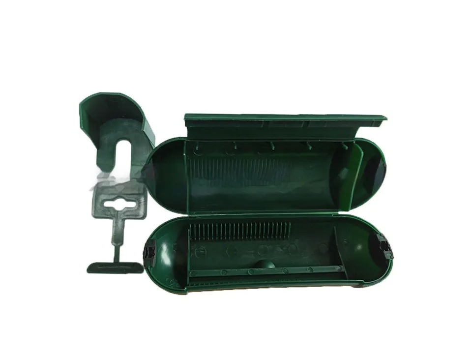 Green outdoor cable protector box with mounting bracket