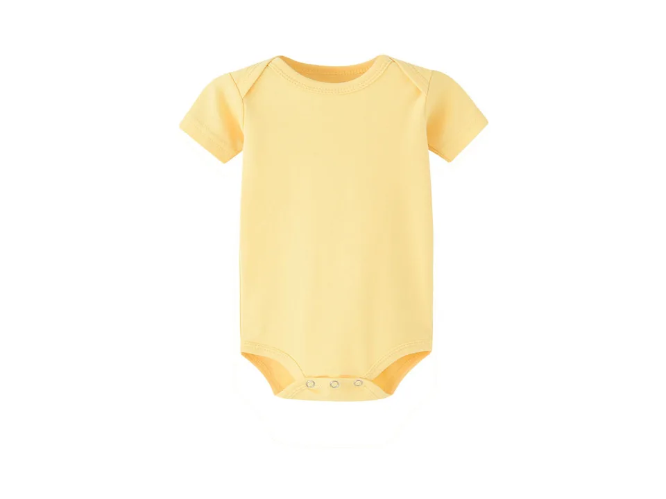 Yellow baby short-sleeve romper bodysuit